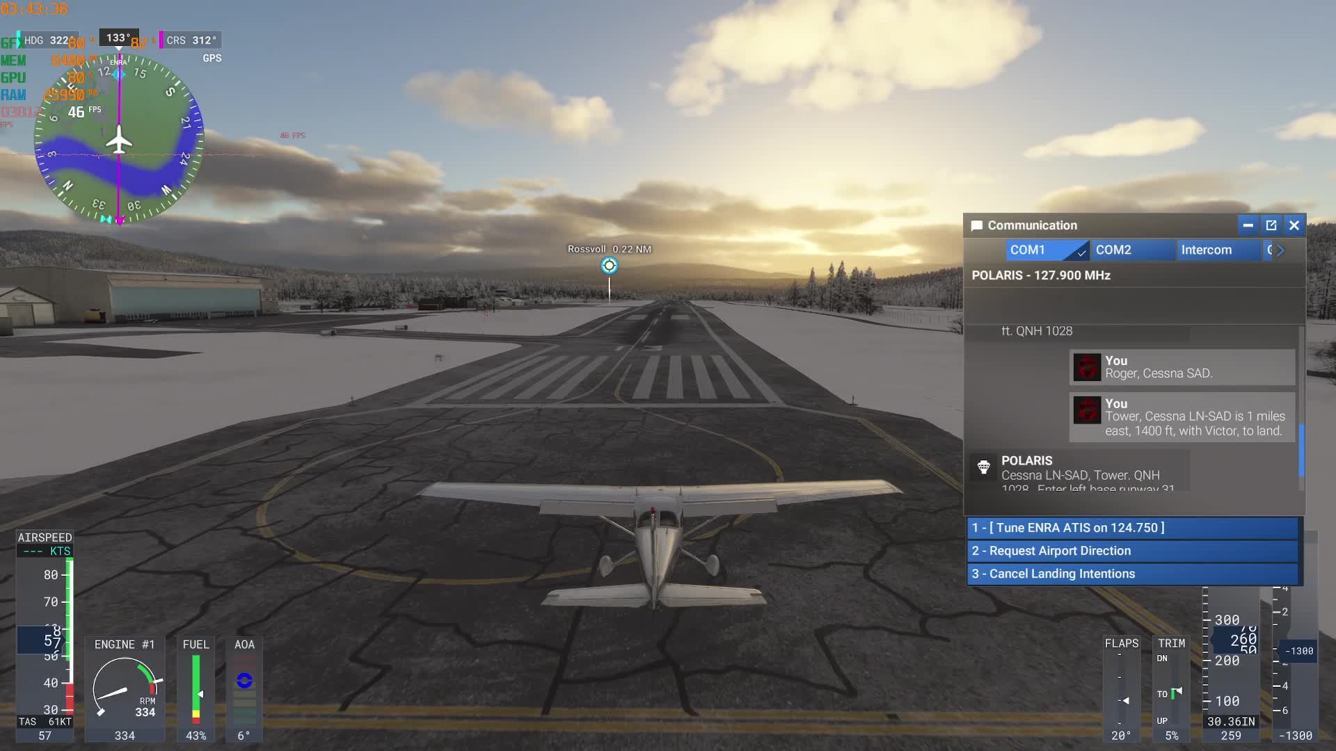 Landing on Rossvoll Airport
